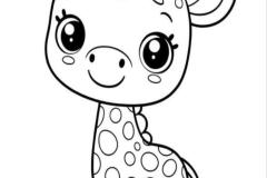 Tranh tô màu con hươu cao cổ đơn giản cute