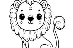 Tranh tô màu con sư tử đơn giản cute