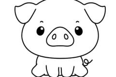 Tranh vẽ con heo chibi cute cho bé yêu