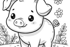 Tranh vẽ con heo chibi cute cho bé yêu
