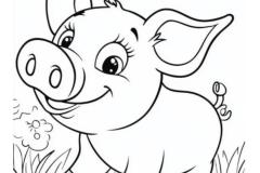 Tranh vẽ con heo chibi cute cho bé yêu
