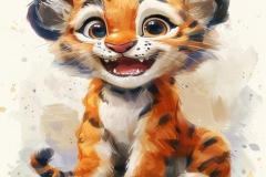 Tranh vẽ con hổ chibi cute xỉu