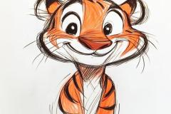 Tranh vẽ con hổ chibi cute xỉu