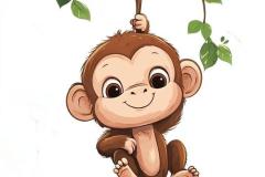 Tranh tô màu con khỉ đáng yêu