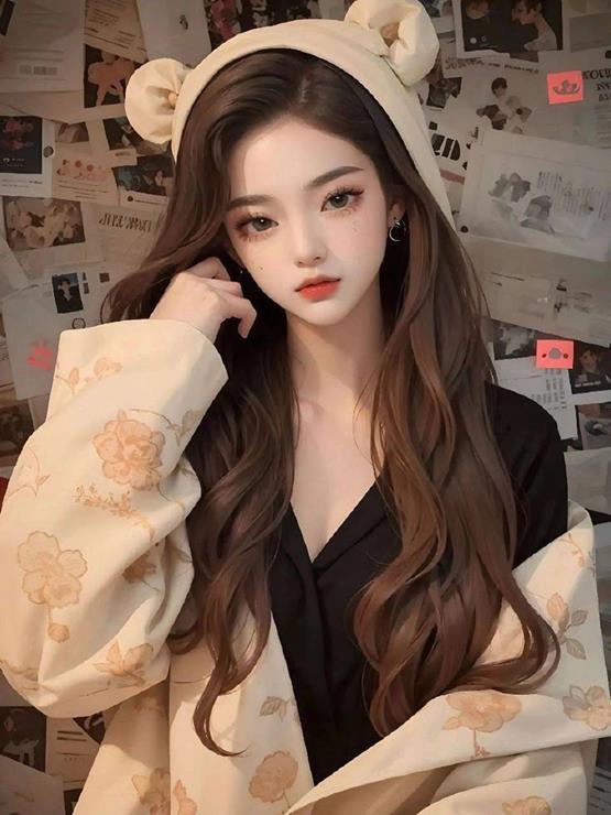 gái xinh 3D đội mũ gấu nâu