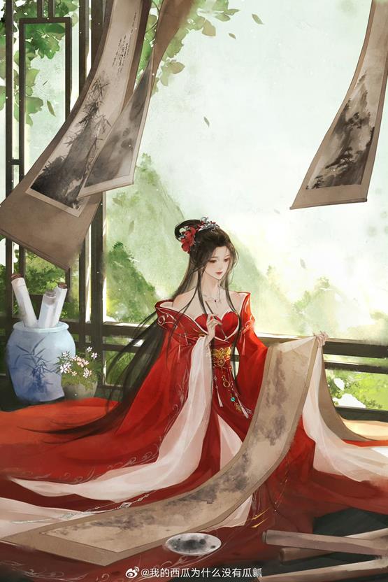 tranh cô gái cổ trang cực đẹp