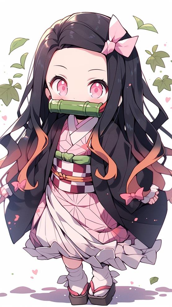 tranh vẽ anime nữ chibi - Nezuko Kamado