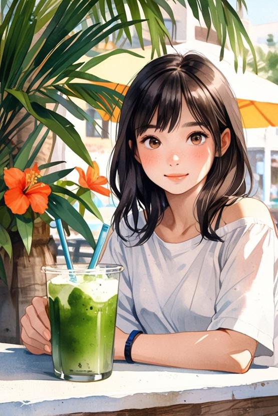 gái uống trà sữa nhẹ nhàng