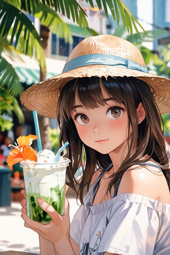 gái uống trà sữa dễ thương