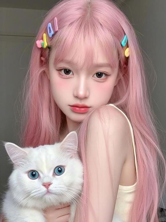 gái xinh 2k5 tóc hồng
