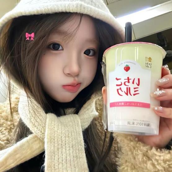 ảnh gái uống trà sữa cute