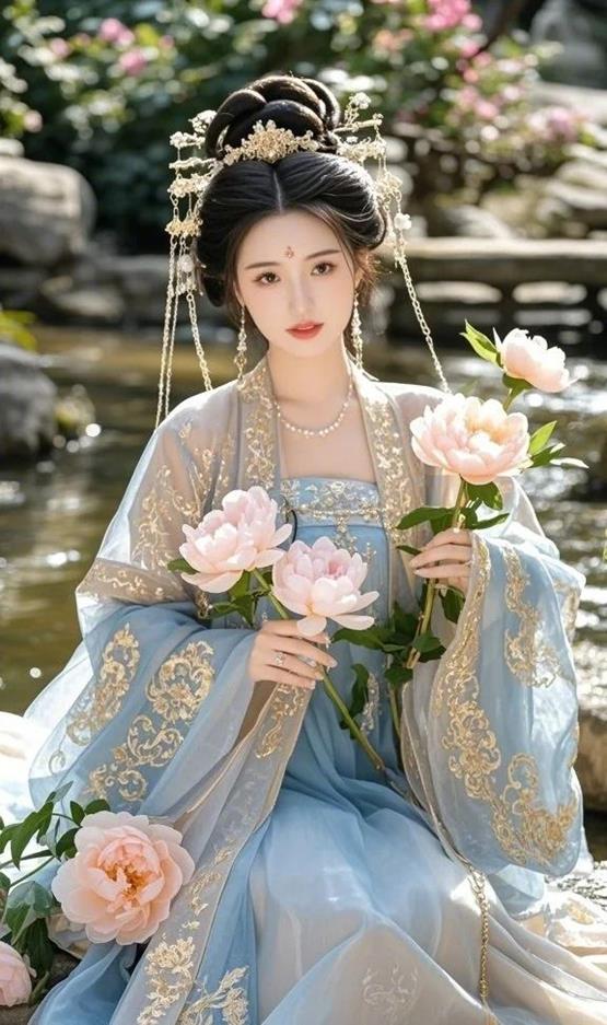 vẻ đẹp thanh thoát của gái cổ trang cùng hoa sen