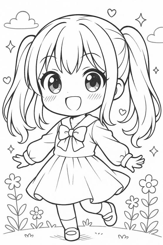 tô màu cô gái chibi dễ thương