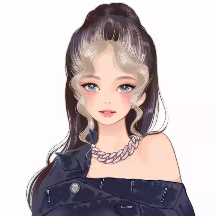 Avatar Jennie chibi mắt tròn, biểu cảm cool ngầu.