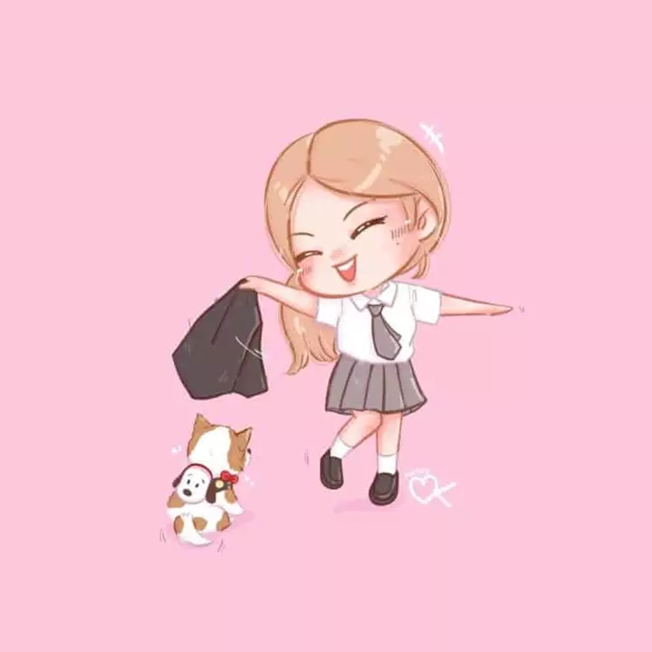 Ảnh Rose Blackpink chibi dễ thương với mèo