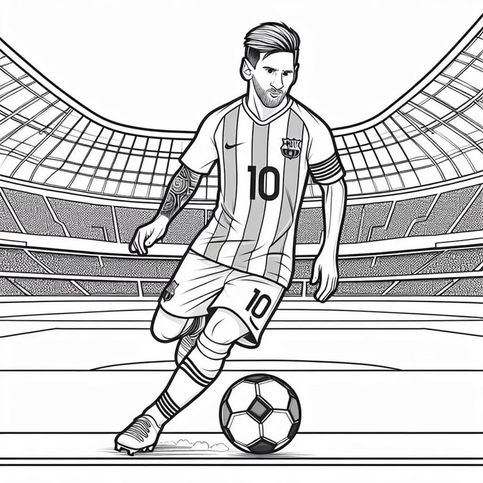 Tranh tô màu Messi thi đấu