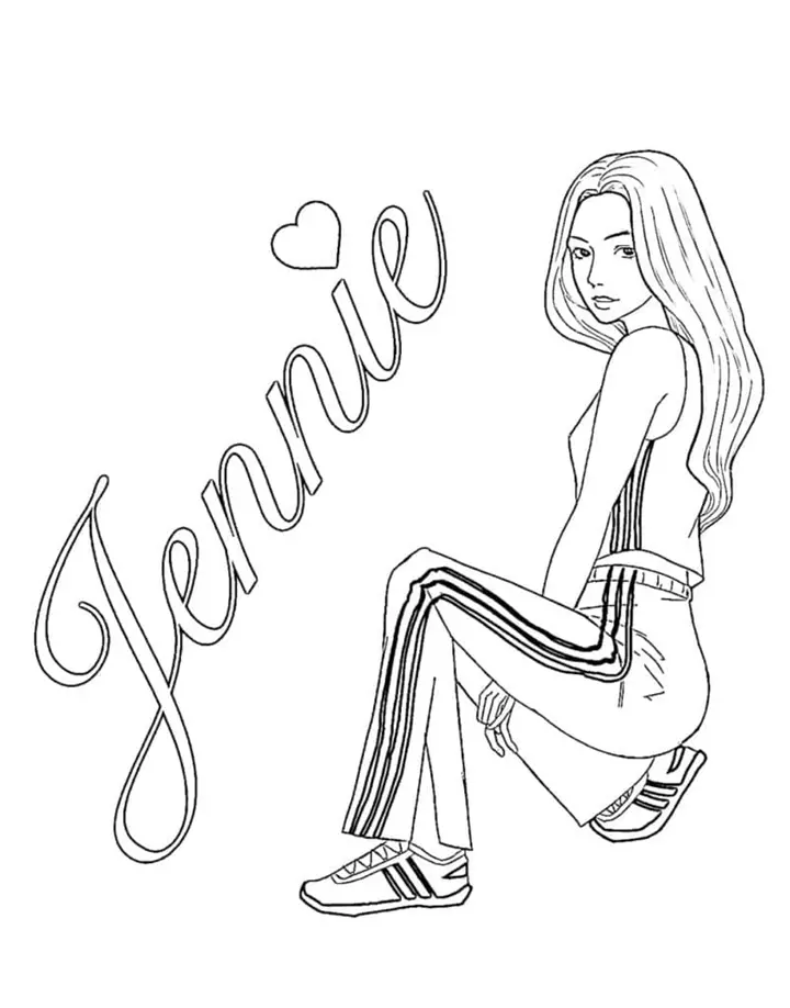 Tranh tô màu chibi Jennie