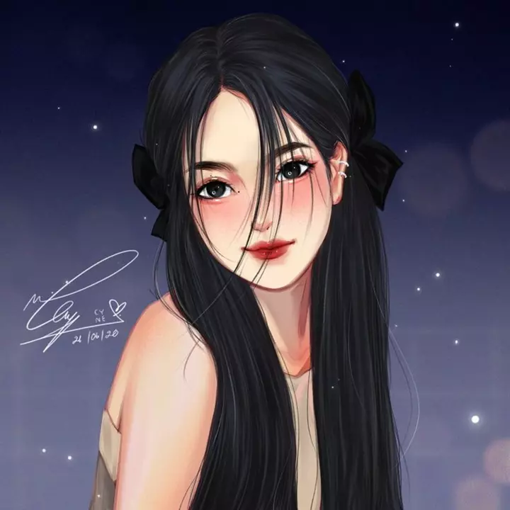 Ảnh Jisoo anime nữ tính, dịu dàng nhưng không kém phần lém lỉnh.