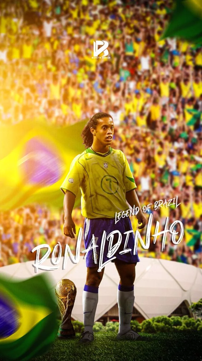 Ảnh Ronaldinho thi đấu tại World Cup cùng đội tuyển Brazil.