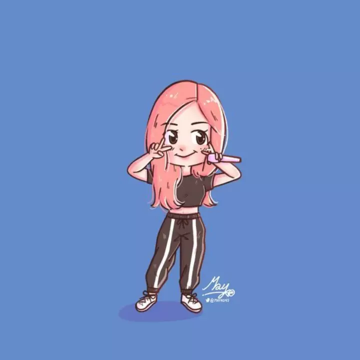 Hình Rose chibi đang hát