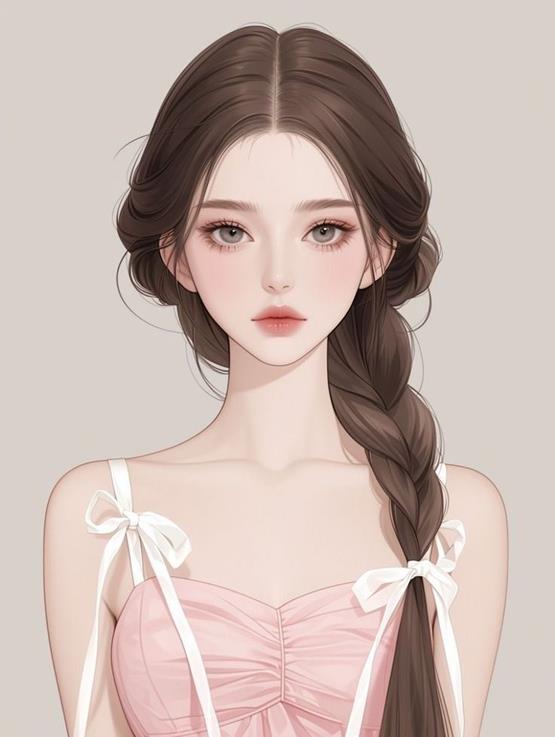 Chân dung anime nữ bện tóc đẹp