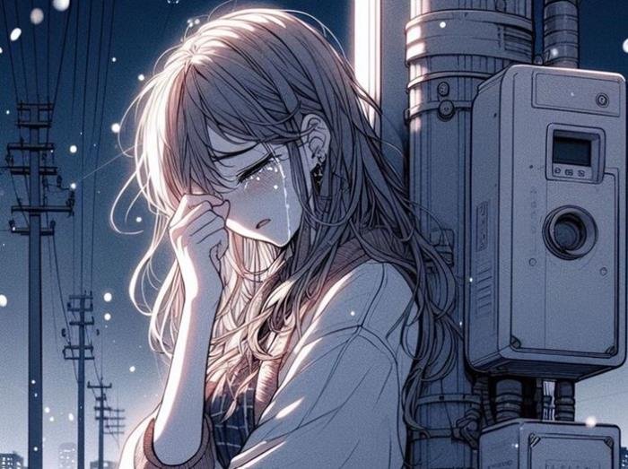 hình ảnh cô gái buồn khóc hoạt hình