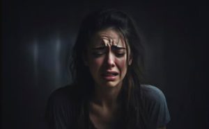 ảnh cô gái khóc trong đêm