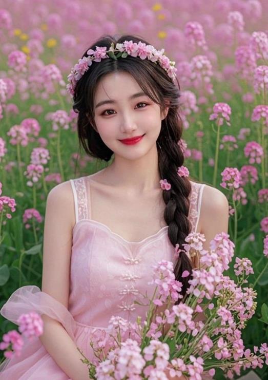 hình cô gái cầm hoa thơ mộng