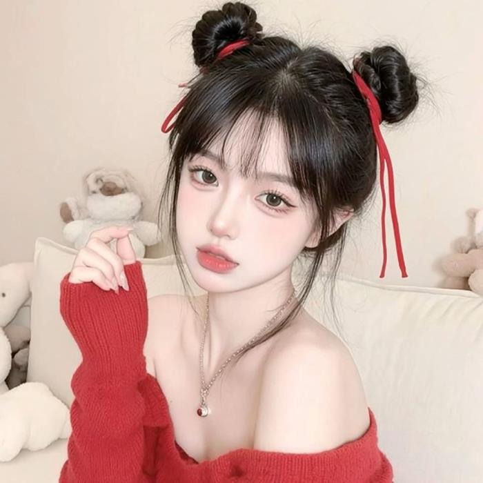 Hình gái douyin cute búi tóc kiểu Natra