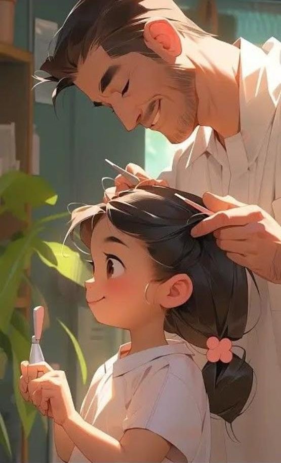 Ảnh cha và con gái hoạt hình dễ thương