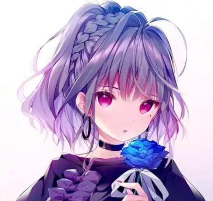 ảnh gái xinh tóc ngắn anime tóc tím