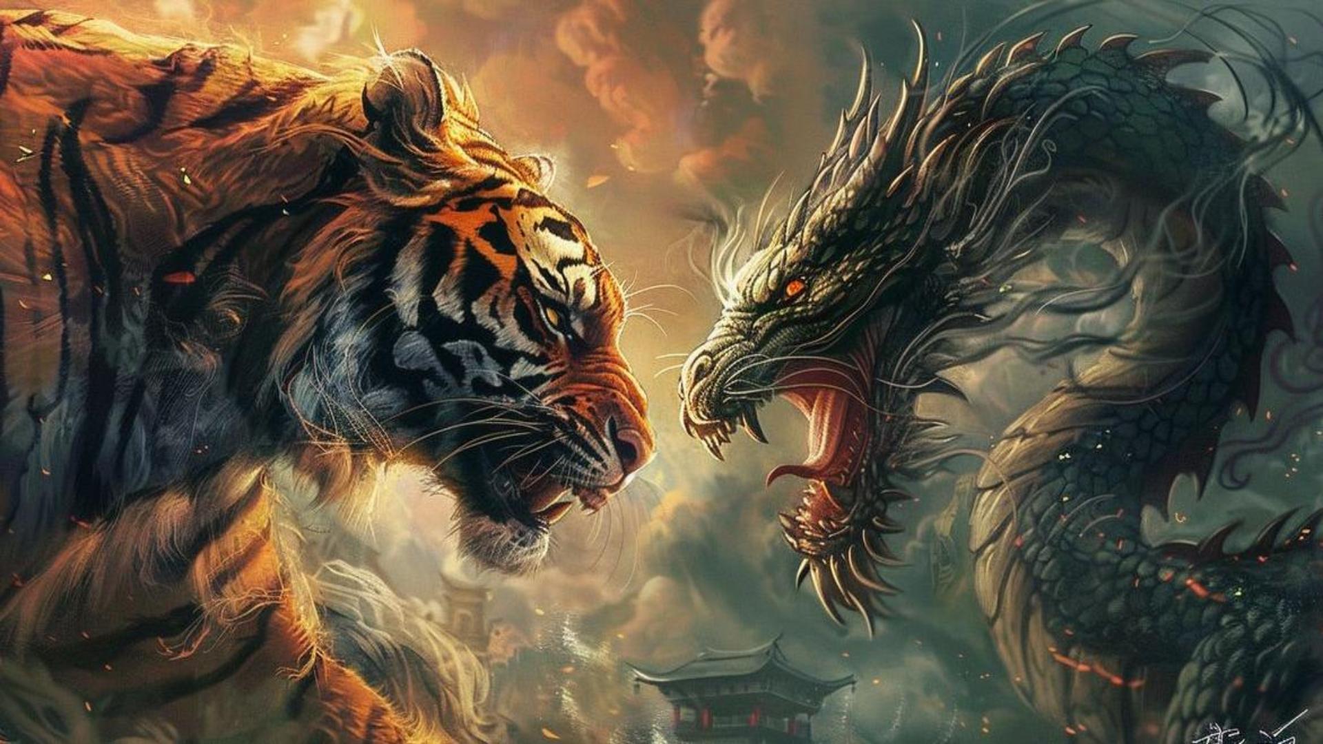 Hình nền máy tính ảnh hổ và rồng 
