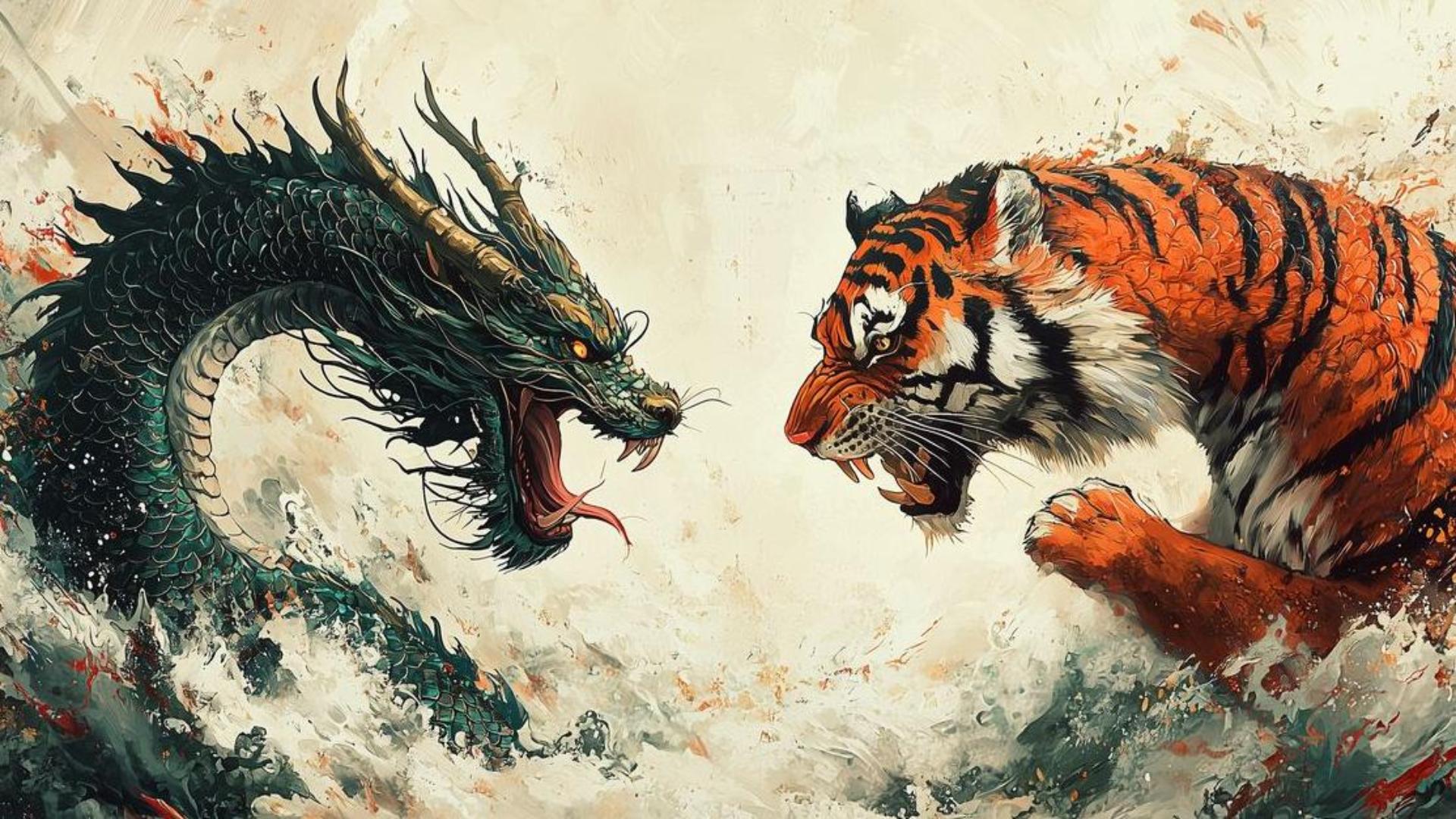 Hình nền máy tính ảnh hổ và rồng 