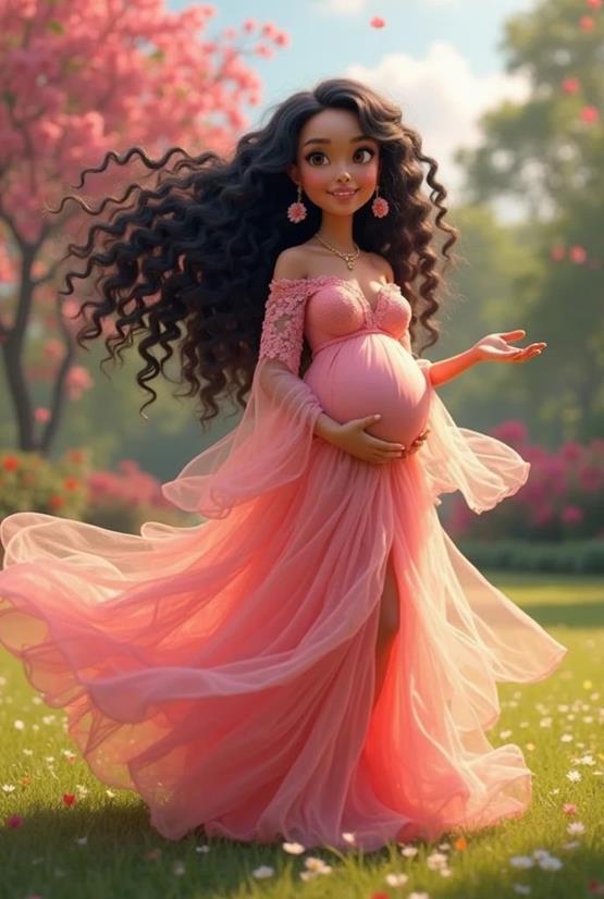 Hình mẹ bầu giả tưởng hoạt hình dễ thương