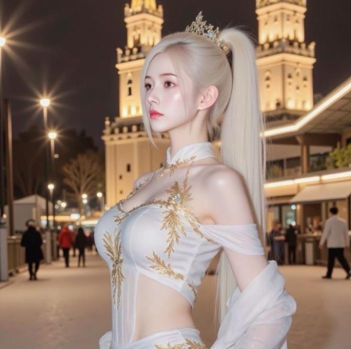 hình phụ nữ ngực đẹp cosplay trên phố