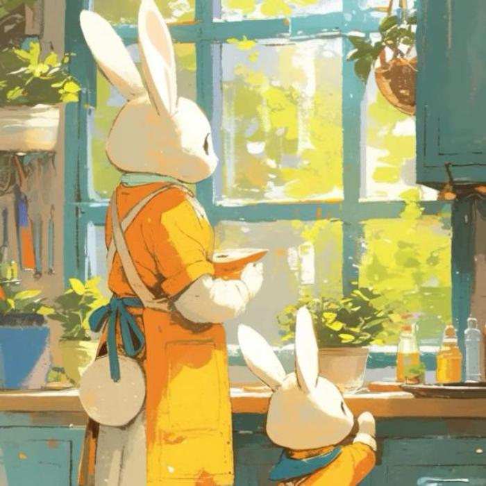 Hình ảnh thỏ mẹ và thỏ con cute