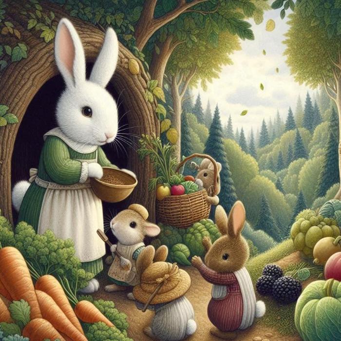 Hình ảnh thỏ mẹ và thỏ con cute
