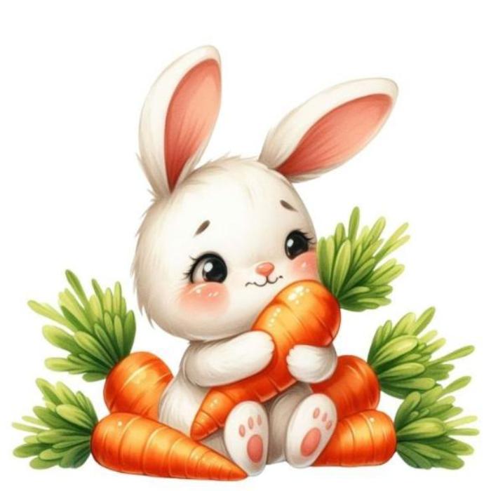 Hình ảnh thỏ hoạt hình và cà rốt
