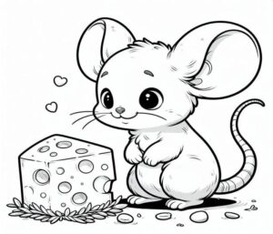 Tranh tô màu hình con chuột cute