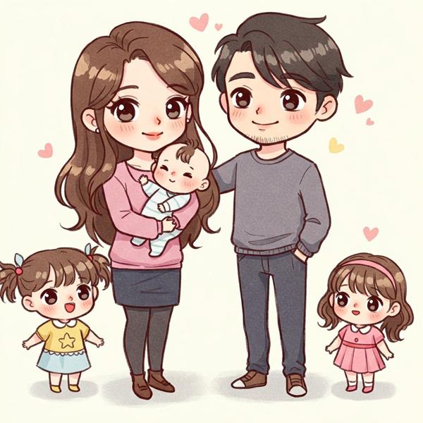 Hình ảnh gđ chibi hạnh phúc