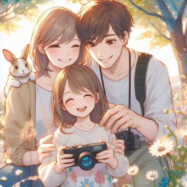 Hình gia đình 3 người hạnh phúc bên nhau