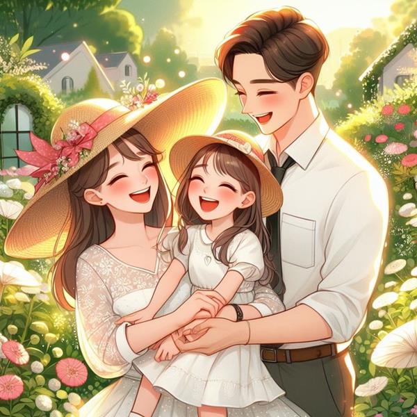 Hình gia đình 3 người cười tươi rạng rỡ