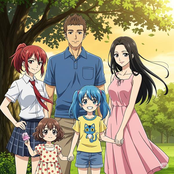 Ảnh anime gia đình 3 gái khi chiều tà 