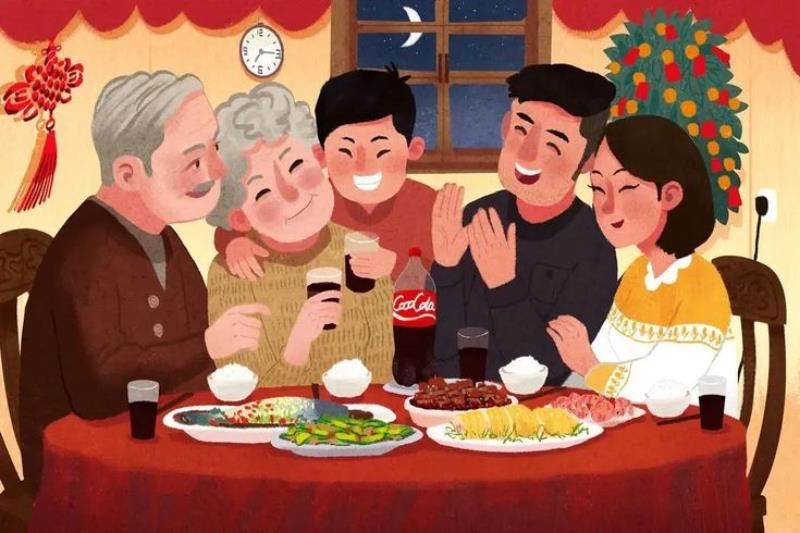 Ảnh hoạt hình ia đình ăn cơm trong tiếng cười 