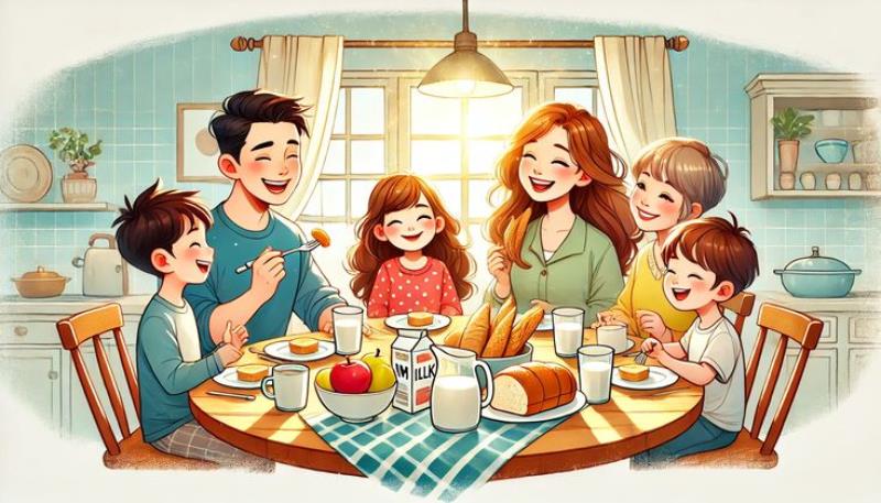 Ảnh cơm gia đình vui vẻ trò truyện
