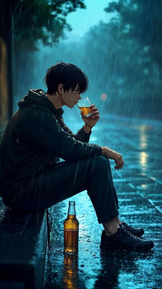 Hình buồn tâm trạng nam uống rượu