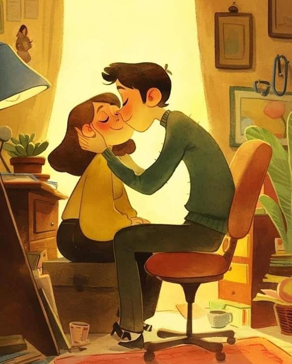 Hình vẽ vợ chồng hạnh phúc