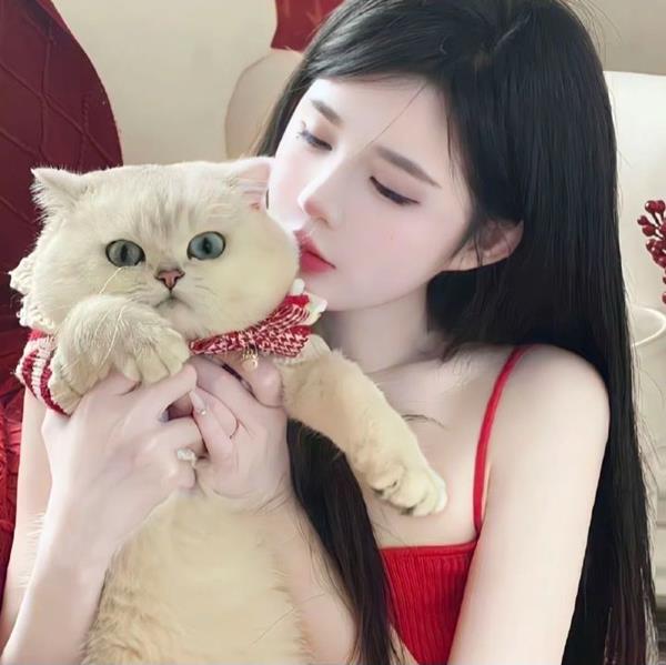 hình ảnh avatar cá tính nữ cute cùng mèo nhỏ