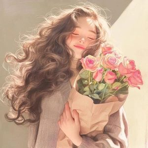 Avatar cô gái cầm hoa đẹp nhất