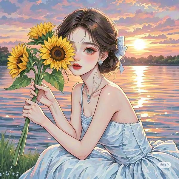 Hình đại diện cô gái cầm hoa đẹp